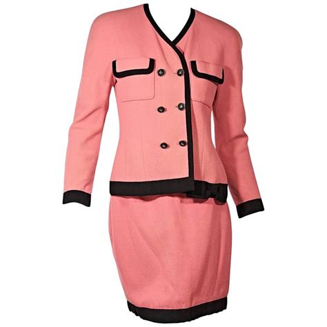 vintage pink chanel skirt suit|vintage chanel bodysuit.